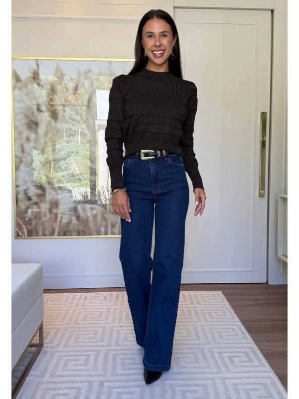 BLUSA DE TRICÔ KIARA- COSH JEANS - Chumbo