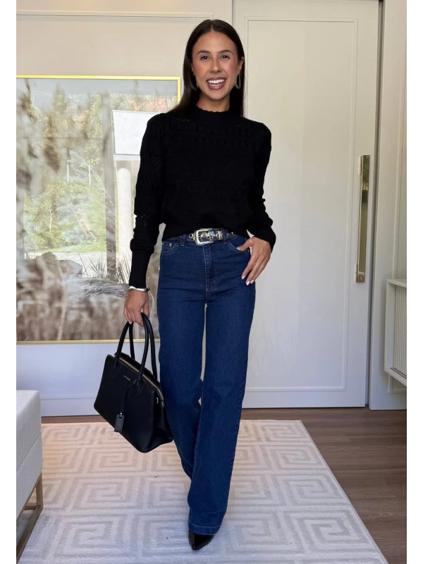 BLUSA DE TRICÔ KIARA- COSH JEANS - Preto