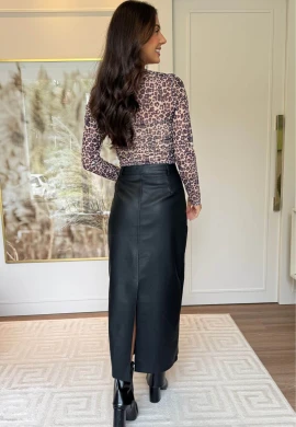 BLUSA DE TULE ANIMAL PRINT - COSH JEANS - Cafe
