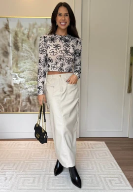 BLUSA DE TULE RENDADA GIULIA - COSH JEANS - Nude