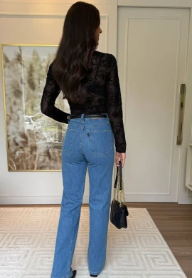 BLUSA DE TULE RENDADA GIULIA - COSH JEANS - Preto