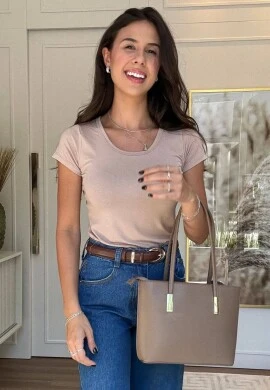 BLUSA FEMININA DE VISCOSE BÁSICA - COSH JEANS - Nude