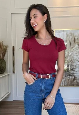 BLUSA FEMININA DE VISCOSE BÁSICA - COSH JEANS - Vermelho