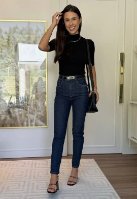 BLUSA FEMININA GOLA ALTA CATIA - COSH - Preto