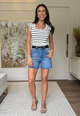 BLUSA FEMININA PAOLA - COSH JEANS - Branca/preto