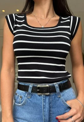 BLUSA FEMININA PAOLA - COSH JEANS - Preto/branco