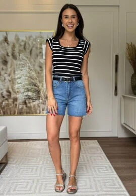 BLUSA FEMININA PAOLA - COSH JEANS - Preto/branco