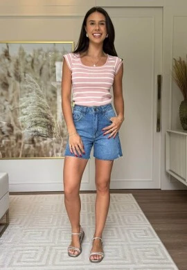 BLUSA FEMININA PAOLA - COSH JEANS - Rosa/bege
