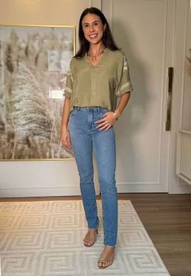 BLUSA FEMININA PEROLA - COSH JEANS - Oliva