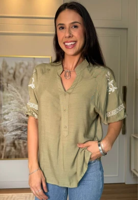 BLUSA FEMININA PEROLA - COSH JEANS - Oliva