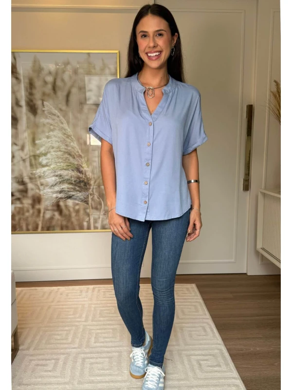 BLUSA FEMININA VALENTINA - COSH JEANS - Celeste