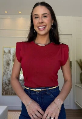 BLUSA FEMININA YASMIN COM OMBREIRA - COSH - Vermelho
