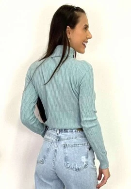 BLUSA GOLA ALTA DE LÃ FEMININA  COSH JEANS - Azul