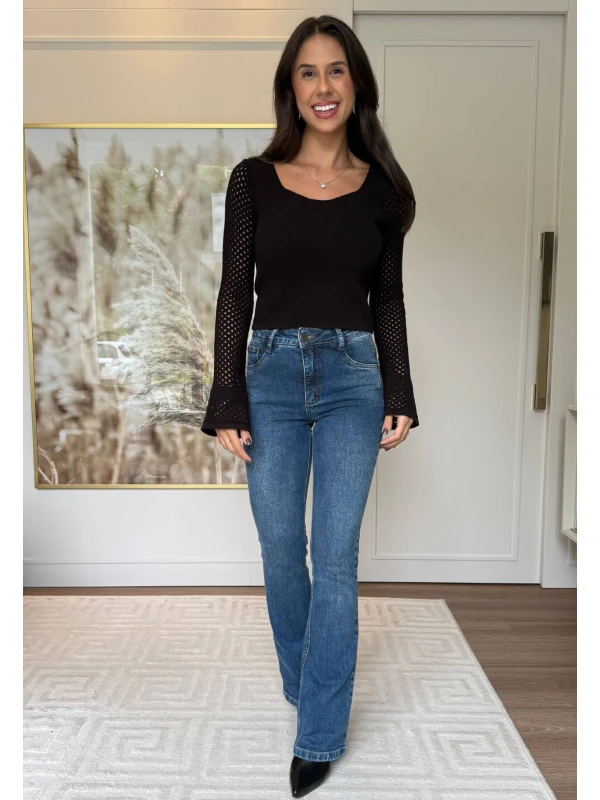 BLUSA JAQUE MANGA FLARE - COSH JEANS - Preto
