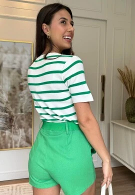 BLUSA LISTRADA LAURA - COSH JEANS - Branco/verde