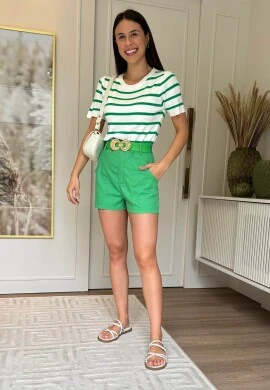 BLUSA LISTRADA LAURA - COSH JEANS - Branco/verde