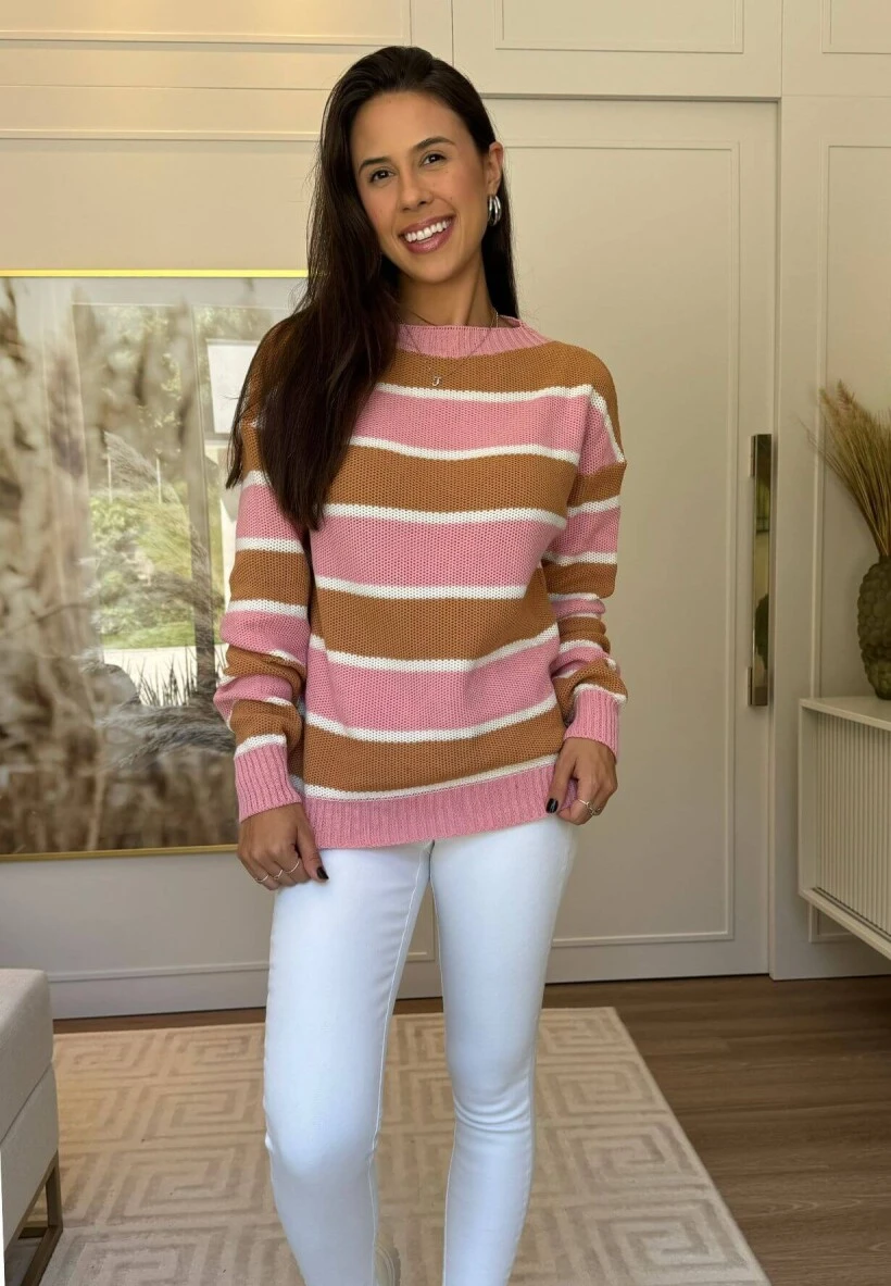 BLUSA LISTRADA TRICOLOR - COSH JEANS - Rosa