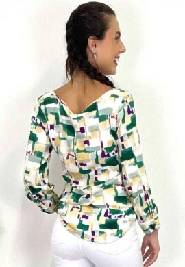 BLUSA MANGA ¾ GEOMETRICA  COSH JEANS - Verde