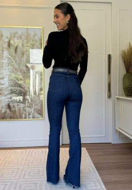 BLUSA MANGA LONGA FEMININA DE VISCO - COSH JEANS - Preto