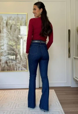 BLUSA MANGA LONGA FEMININA DE VISCO - COSH JEANS - Vermelho