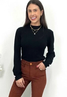BLUSA MODAL BASICA FEMININA  COSH JEANS - Preto