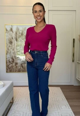 BLUSA MODAL BASICA GOLA V - COSH JEANS - Pink