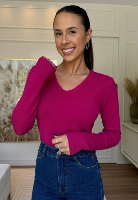 BLUSA MODAL BASICA GOLA V - COSH JEANS - Pink