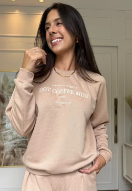 BLUSA MOLETOM COFFEE - COSH JEANS - Bege