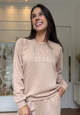 BLUSA MOLETOM NYC - COSH JEANS - Bege
