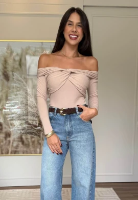 BLUSA OMBRO A OMBRO NICOLE - COSH JEANS - Bege