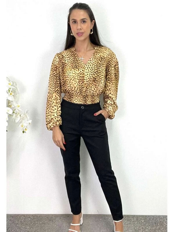 BLUSA POA FEMININA DE ONÇINHA  COSH JEANS - Onça