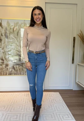 BLUSA SALETE GOLA ALTA - COSH JEANS - Caqui