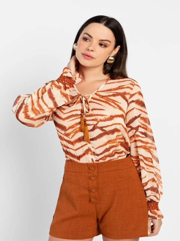 BLUSA SOLTA FEMININA ANIMAL PRINT  COSH JEANS - Animal print