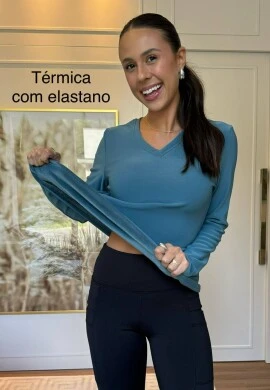BLUSA TERMICA FEMININA DECOTE V LARI - COSH JEANS - Marinho