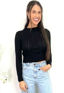 BLUSA TRANÇANDA DE TRICOT  COSH JEANS - Preto