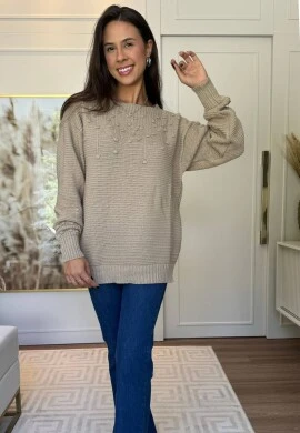 BLUSA TRICÔ BOLINHAS - COSH JEANS - Areia