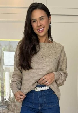 BLUSA TRICÔ BOLINHAS - COSH JEANS - Areia