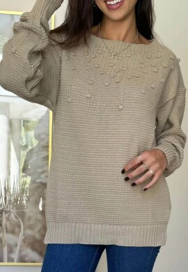 BLUSA TRICÔ BOLINHAS - COSH JEANS - Areia