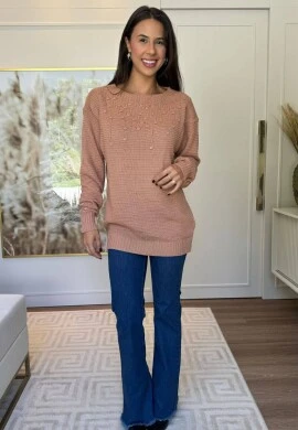 BLUSA TRICÔ BOLINHAS - COSH JEANS - Bege