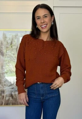 BLUSA TRICÔ BOLINHAS - COSH JEANS - Ferrugem