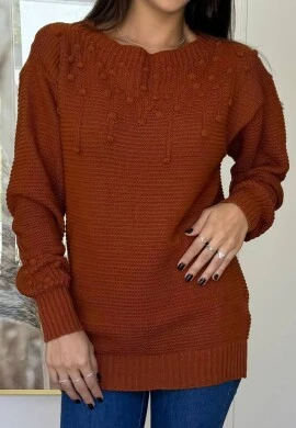 BLUSA TRICÔ BOLINHAS - COSH JEANS - Ferrugem