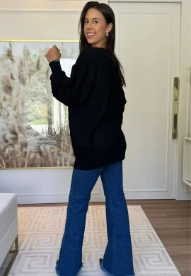 BLUSA TRICÔ BOLINHAS - COSH JEANS - Preto