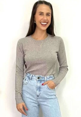 BLUSA TRICOT DETALHADA FEMININA MANGAS LONGAS  COSH JEANS - Grafite