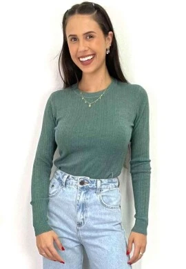 BLUSA TRICOT DETALHADA FEMININA MANGAS LONGAS  COSH JEANS - Verde