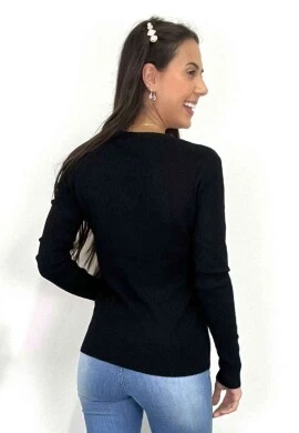 BLUSA TRICOT FEMININA DETALHADA  COSH JEANS - Preto