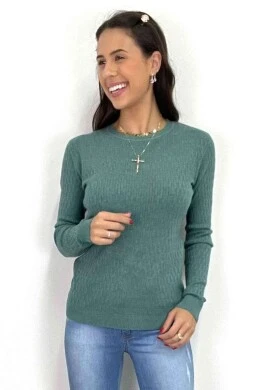 BLUSA TRICOT FEMININA DETALHADA  COSH JEANS - Verde