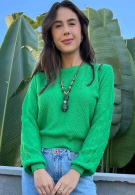 BLUSA TRICOT FEMININA ESCAMAS  COSH JEANS - Verde