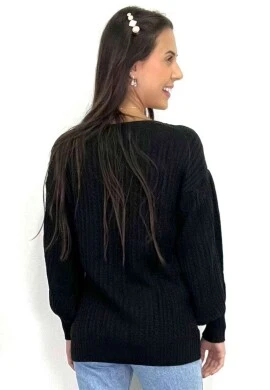 BLUSA TRICOT MANGA LONGA  COSH JEANS - Preto