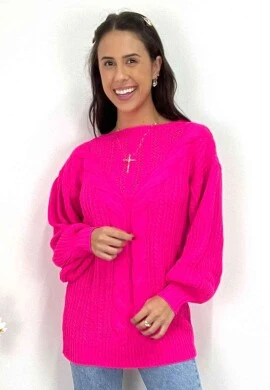 BLUSA TRICOT MANGA LONGA  COSH JEANS - Rosa