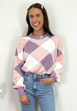 BLUSA TRICOT MANGA LONGA FEMININA  COSH JEANS - Lavanda